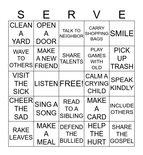 SERVING OTHERS Bingo Card