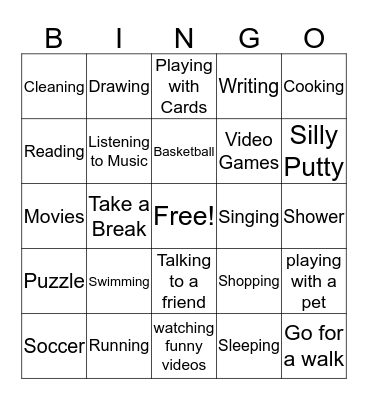 Coping skills Bingo Card