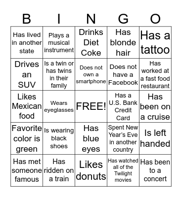 U.S. Bank Teller Rally Bingo Card