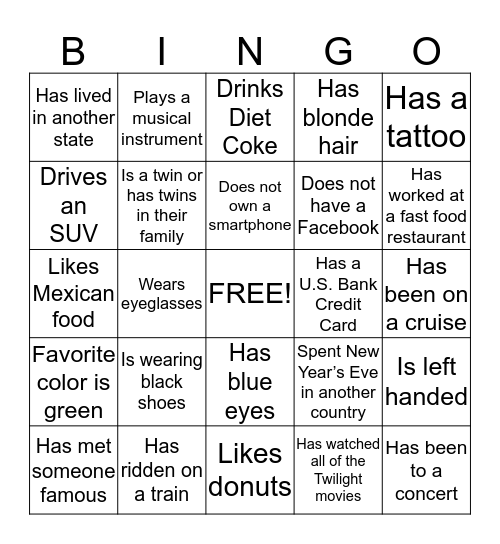 U.S. Bank Teller Rally Bingo Card