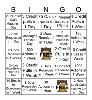 Liberty Bingo Card