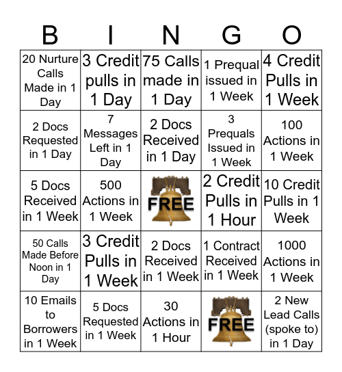 Liberty Bingo Card