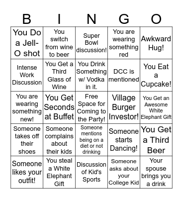 Bunco "Xmas" Party Bingo Card