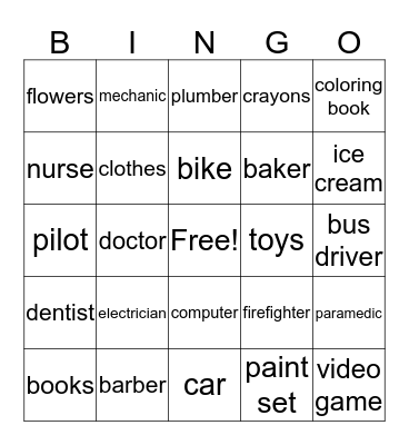 Goods and Services  Bingo Card