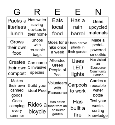 Green People of Peel Bingo Card
