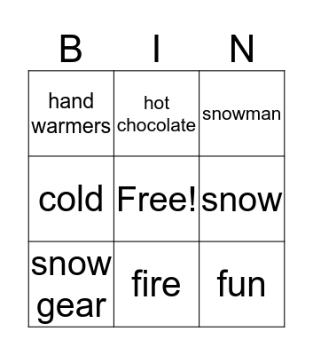 Winter Bingo Card