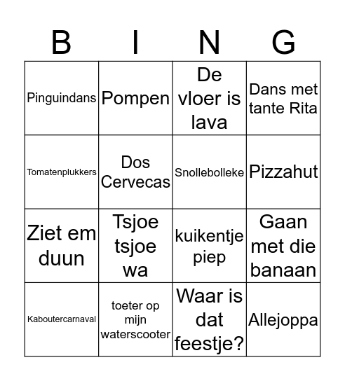 carnaval Bingo Card