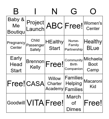 Baby Shower Bingo Card