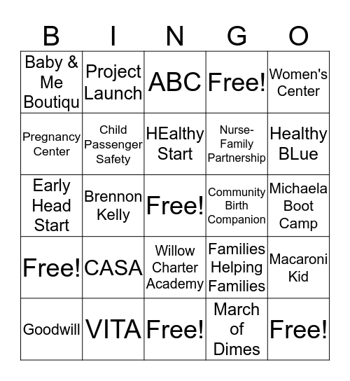 Baby Shower Bingo Card