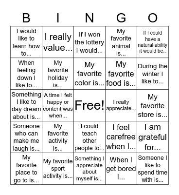 LEISURE BINGO Card