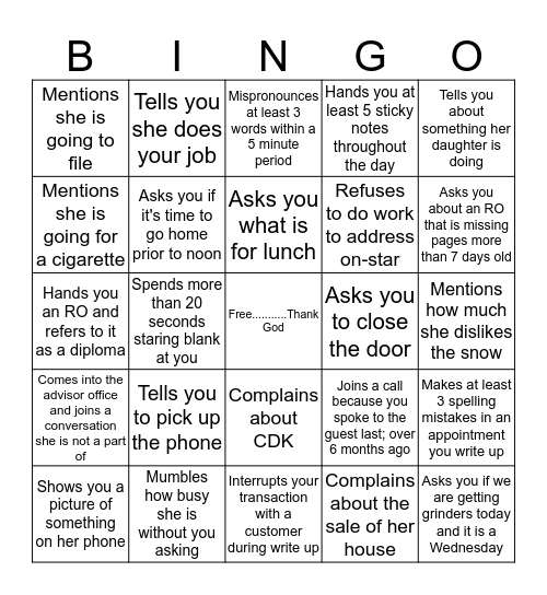 AGATHA BINGO Card