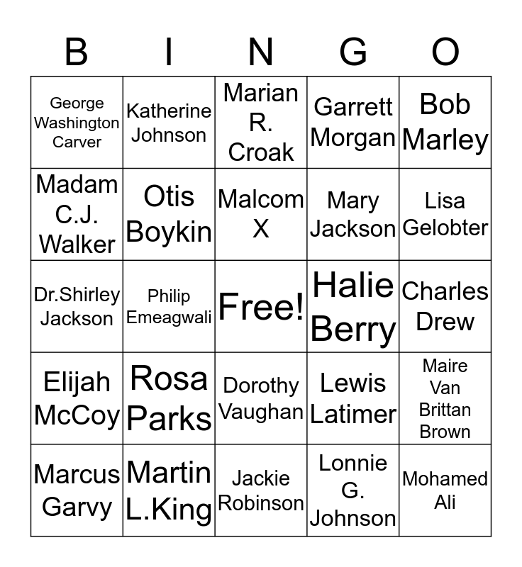 Black History Month Bingo Free Printable