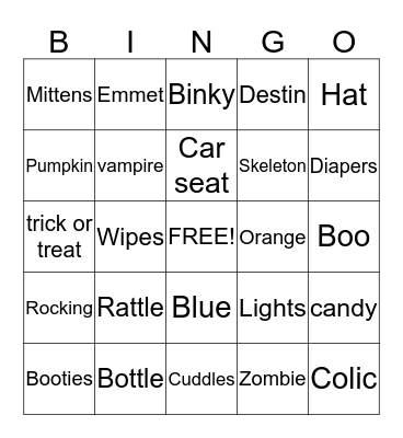 Emmet James Allen-Baker Bingo Card