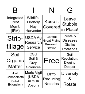 Soil Health Bingo Card