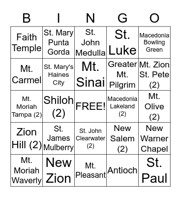 SOUTH FLORIDA UNION #1 Bingo Card