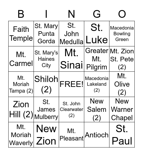 SOUTH FLORIDA UNION #1 Bingo Card