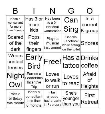Get to Know You Icebreaker Bingo Card