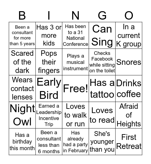 Get to Know You Icebreaker Bingo Card