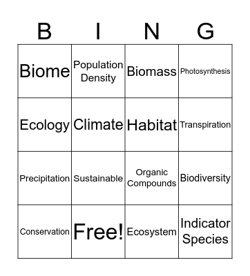 Science Technical Vocabulary Bingo Card