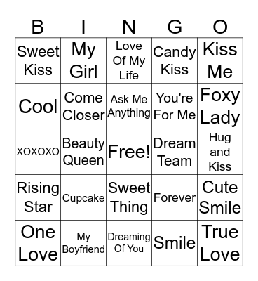 Valentine's Day Bingo Card