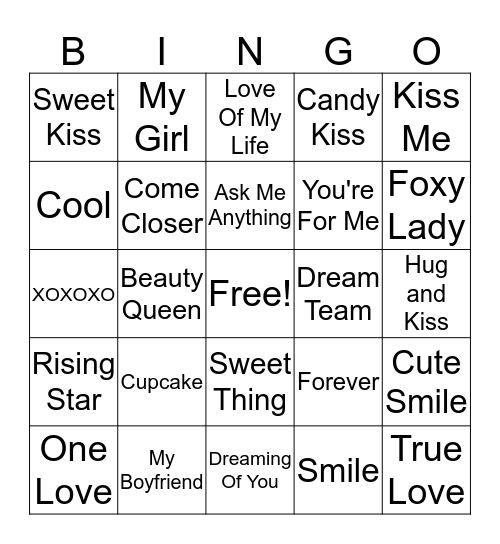 Valentine's Day Bingo Card