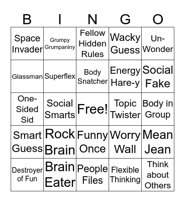 The Unthinkables  Bingo Card