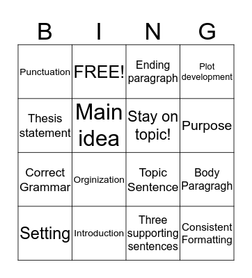!!Essay Bingo!! Bingo Card