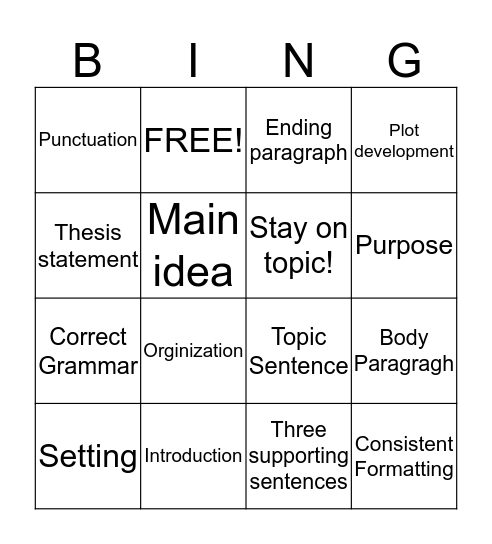 !!Essay Bingo!! Bingo Card