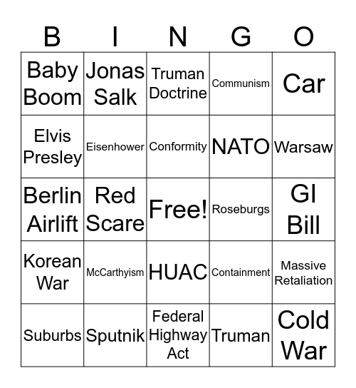 Review for Test Bingo Card