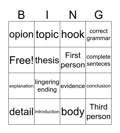 Untitled Bingo Card