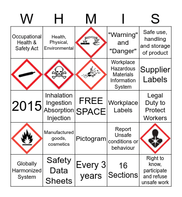 WHMIS Bingo Card