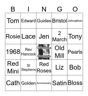 Grandma & Grandpa's Golden Wedding Bingo Card