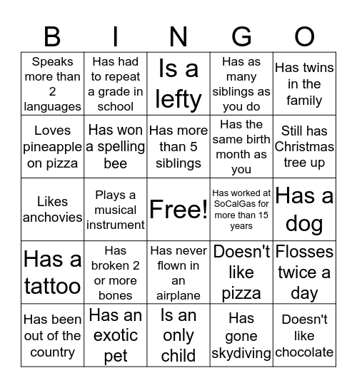 A U T O G R A P H Bingo Card