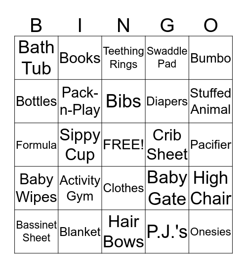 Baby Bump Bingo Card