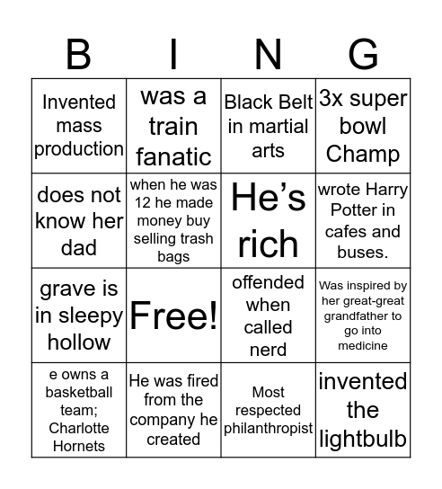 Entrepreneur BINO Bingo Card