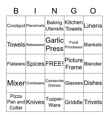 Leah's Bridal Shower Bingo Card