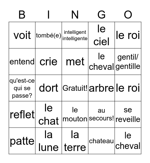 Le Chat et La Lune Bingo Card