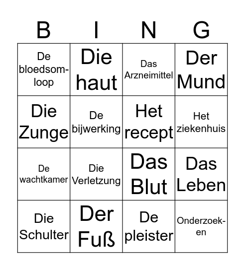 Kapitel 15 - Wörter Bingo Card