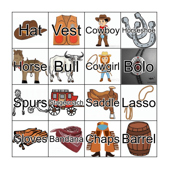 Rodeo Bingo Card