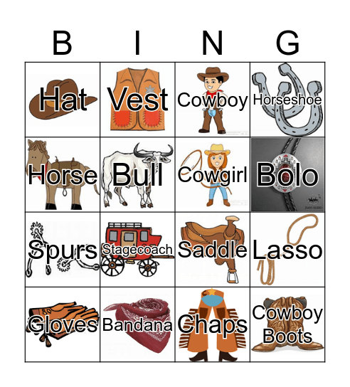 Rodeo Bingo Card