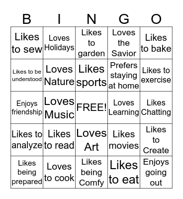 Relief Society Broadcast  Bingo Card