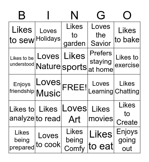 Relief Society Broadcast  Bingo Card