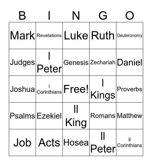 books of the bible Bingo Card
