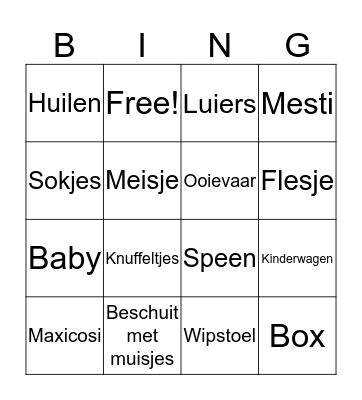 Baby Bingo Card