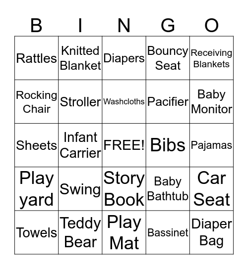 Baby Bingo Card