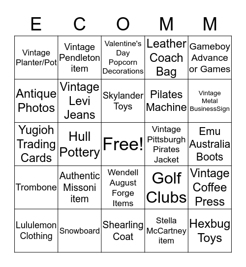 February E-commerce Treasure Hunt Bingo Card