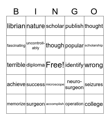 Calling Dr. Carson Bingo Card