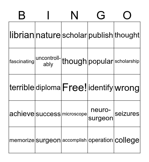 Calling Dr. Carson Bingo Card