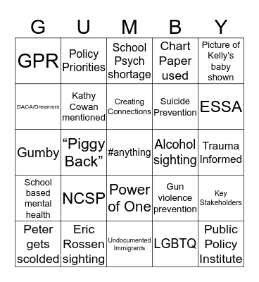 NASP Regional Leadership Bingo Card