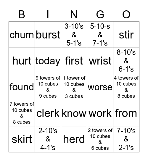 Gr 2- U4-W2: R-Controlled Vowels: er, ir, ur, or Bingo Card